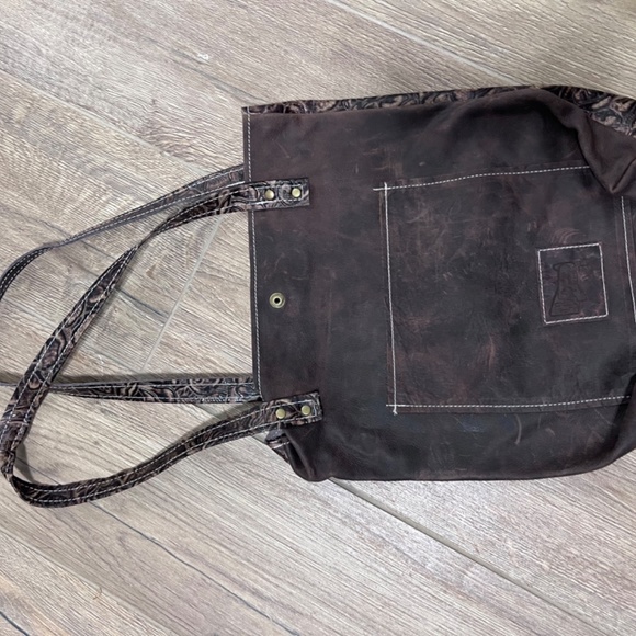 Dancing Cactus Designs Leather Tote Bag - Picture 2 of 3